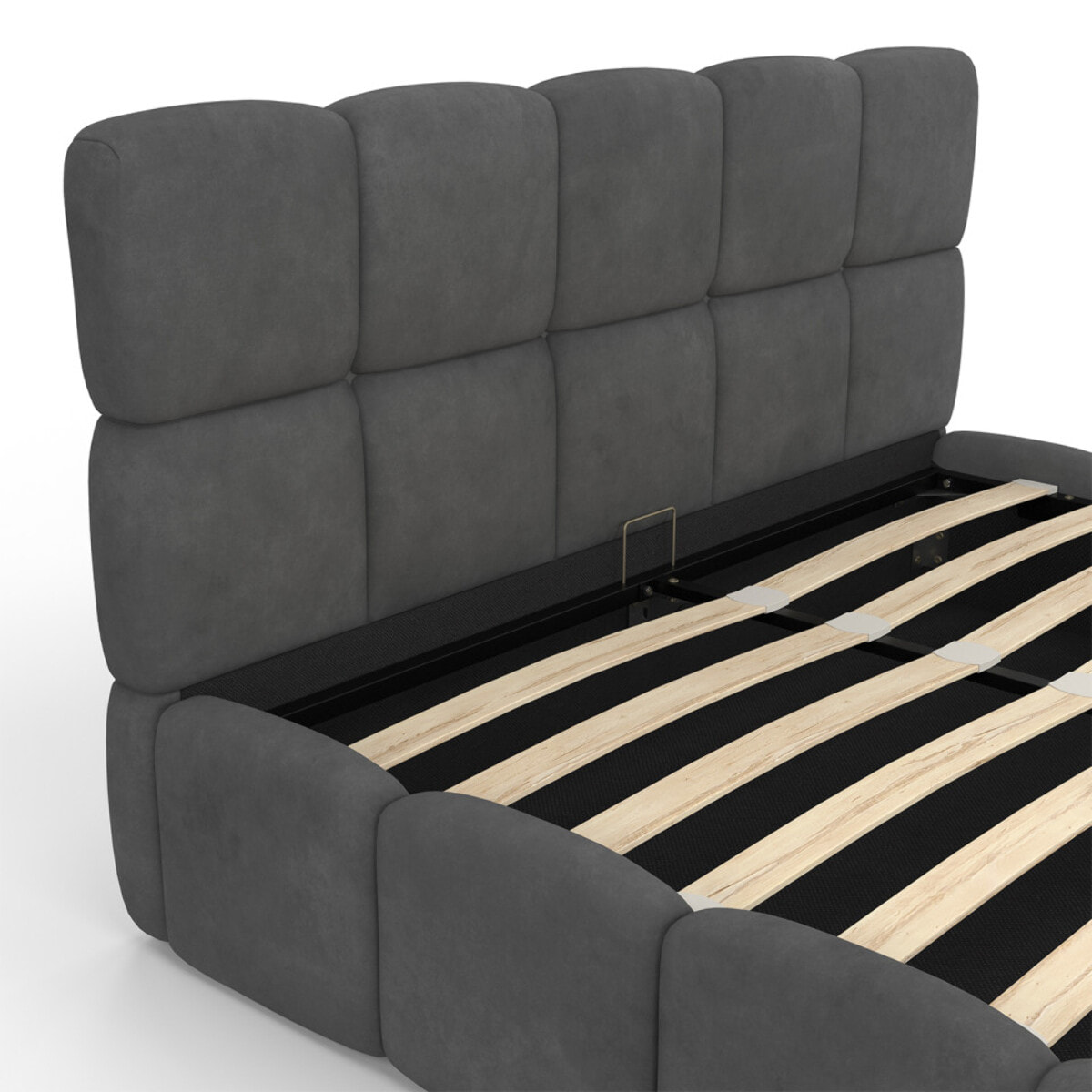 Lit coffre Bubble 140x190cm velours gris