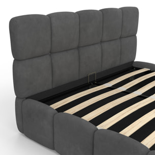 Lit coffre Bubble 140x190cm velours gris