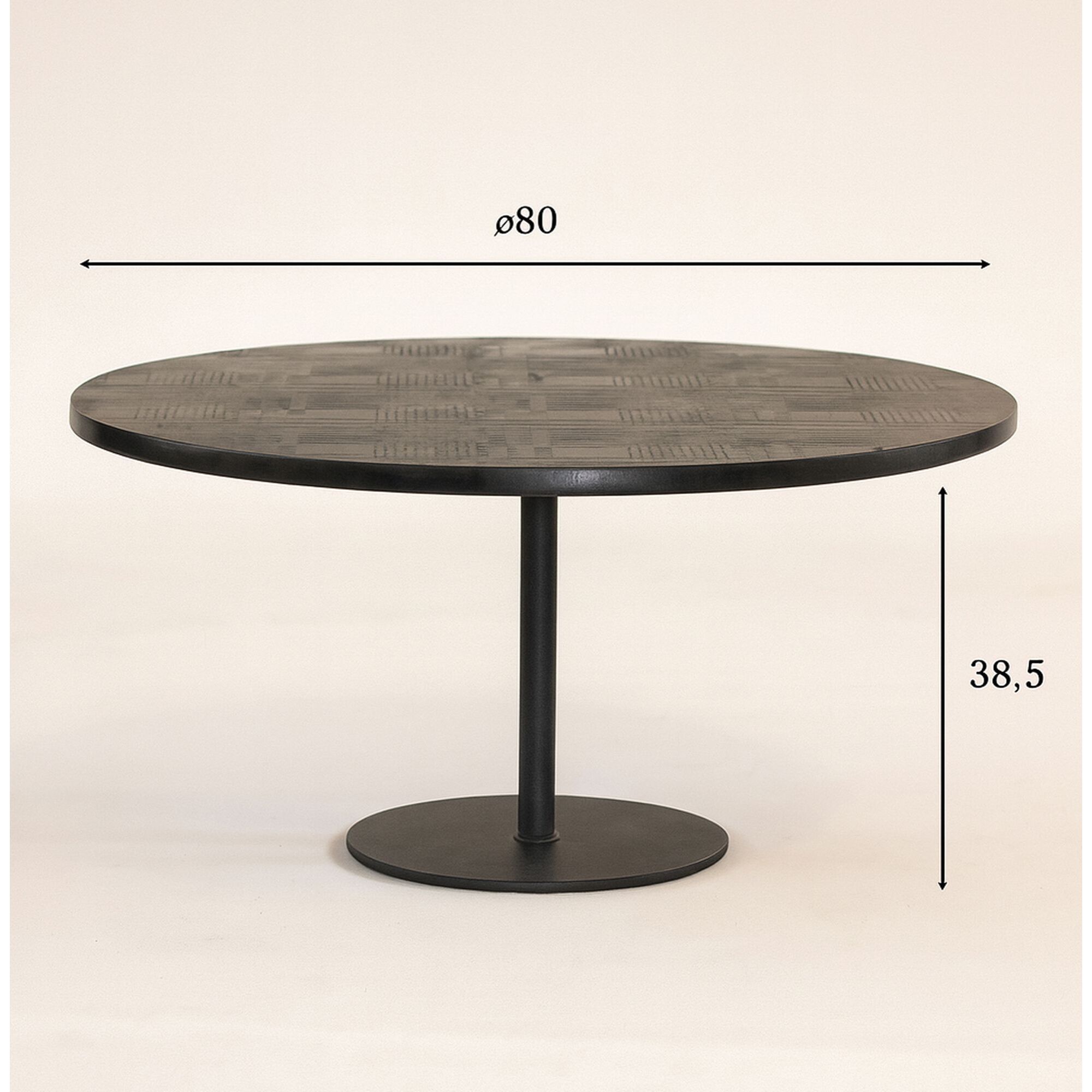 Table basse ronde en bois de manguier noir UBU