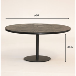 Table basse ronde en bois de manguier noir UBU