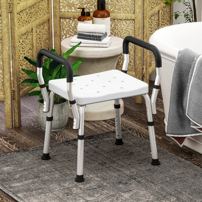 Chaise de douche hauteur réglable aluminium antirouille blanc