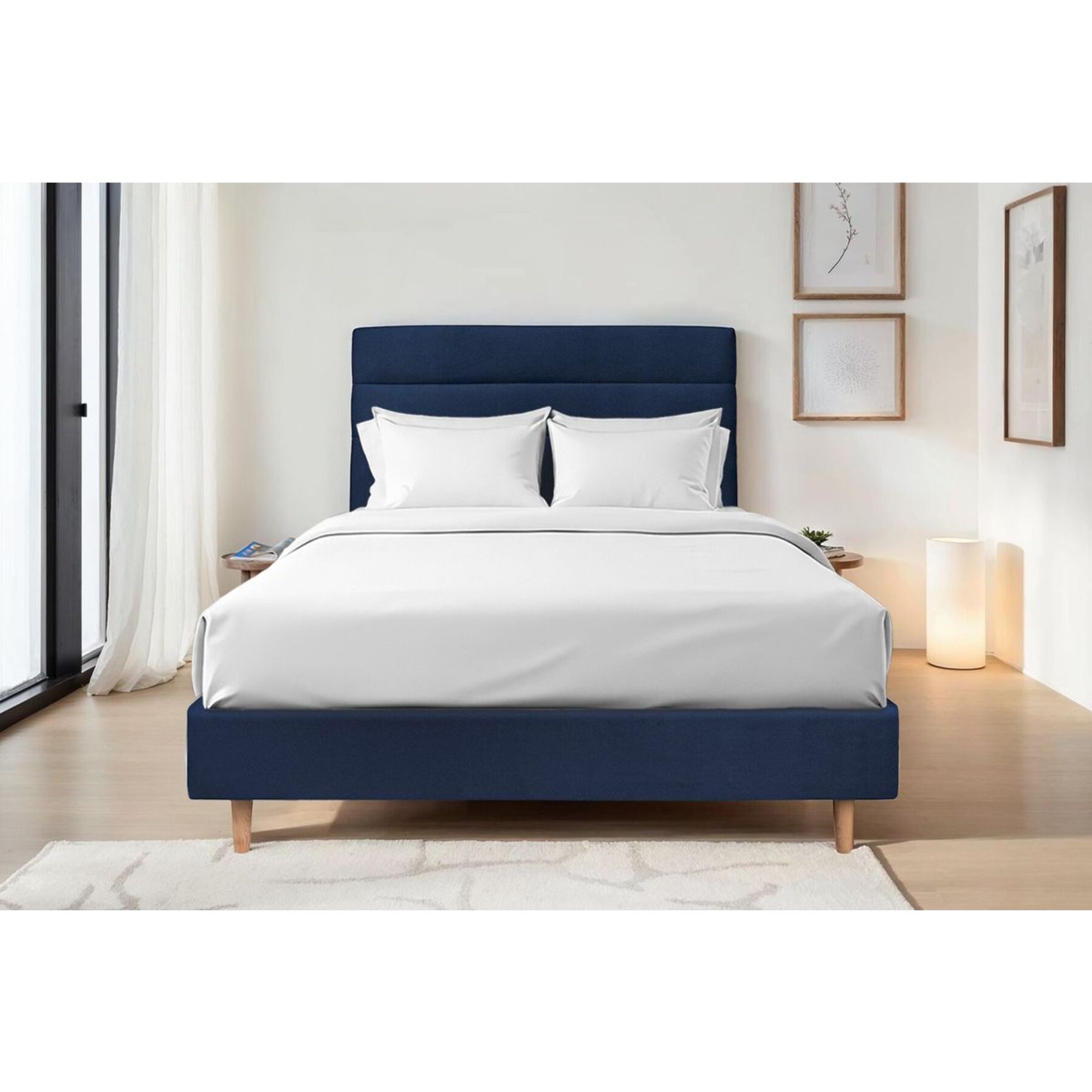 Tete de lit Bandes Horizontales Velours - Rembourrée A poser