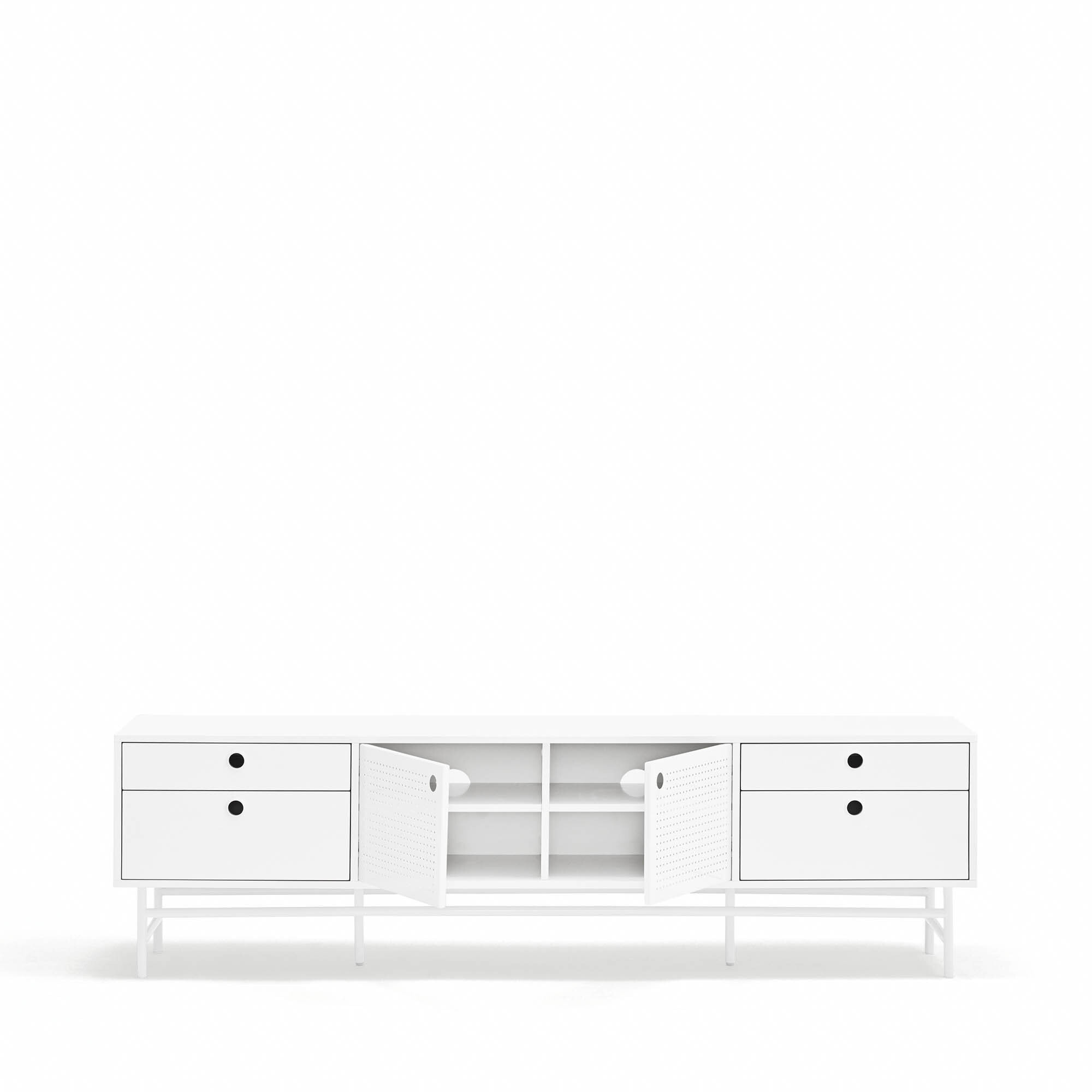 Mueble de televisión Punto 2 puertas y 4 cajones blanco