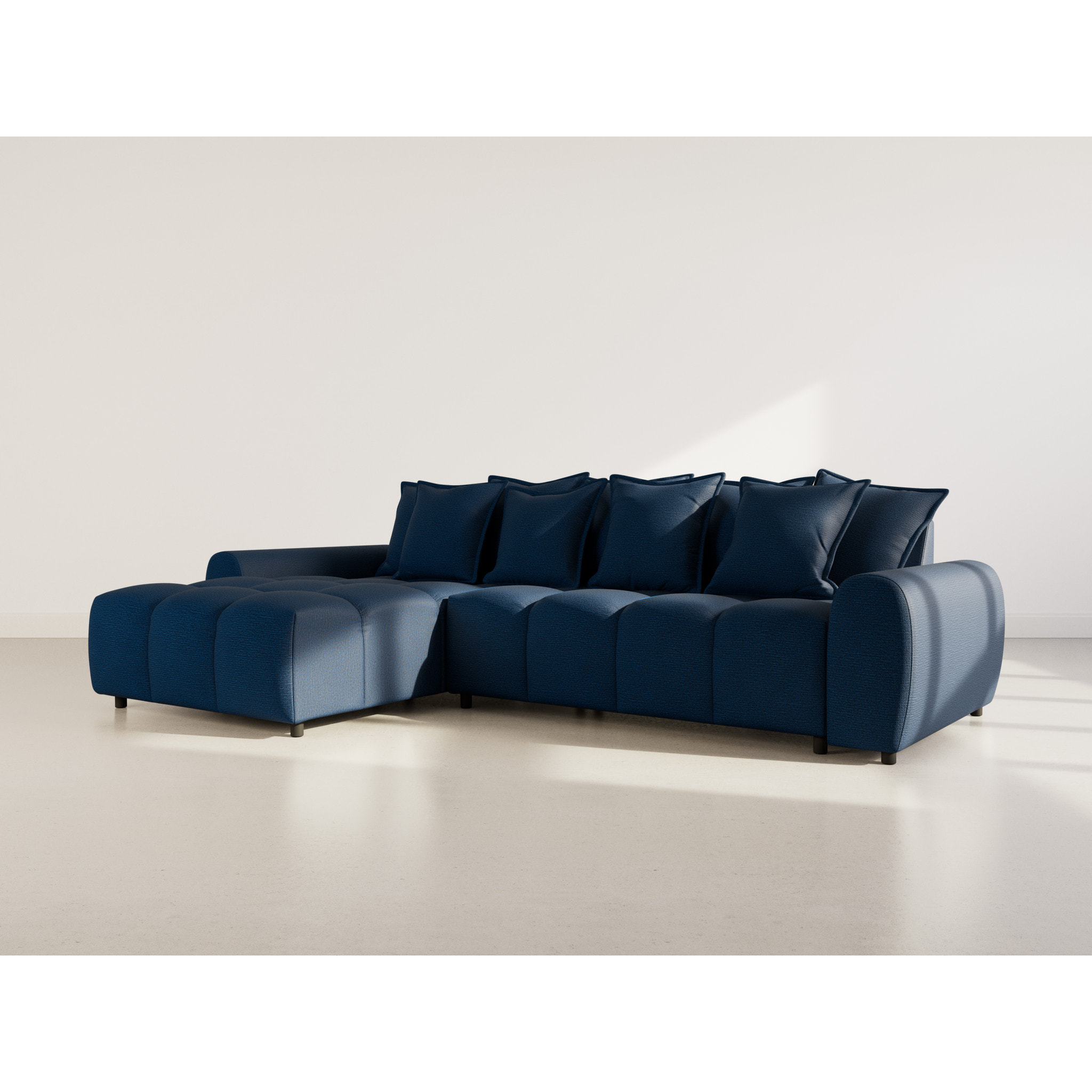 Adelaide - canapé d'angle réversible 4 places en tissu texturé - Bleu