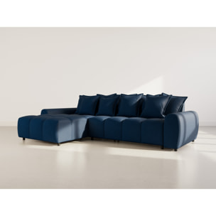 Adelaide - canapé d'angle réversible 4 places en tissu texturé - Bleu