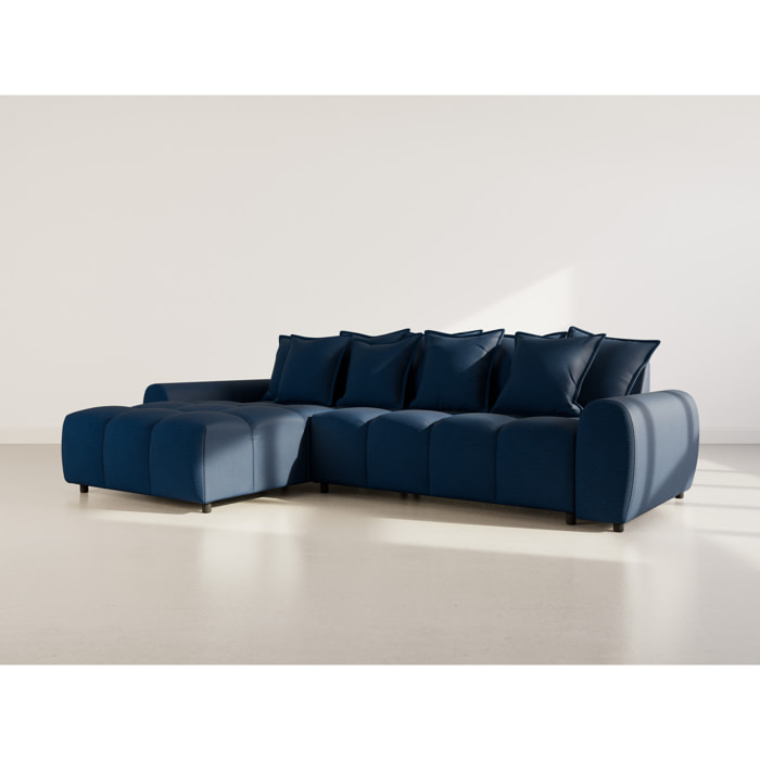 Adelaide - canapé d'angle réversible 4 places en tissu texturé - Bleu