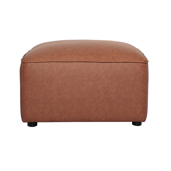 Pouf repose pieds en cuir marron FERGUS