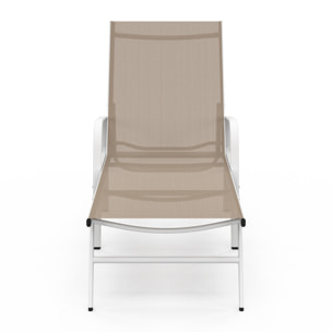 Transats inclinables 5 positions en textilène beige - lot de 2