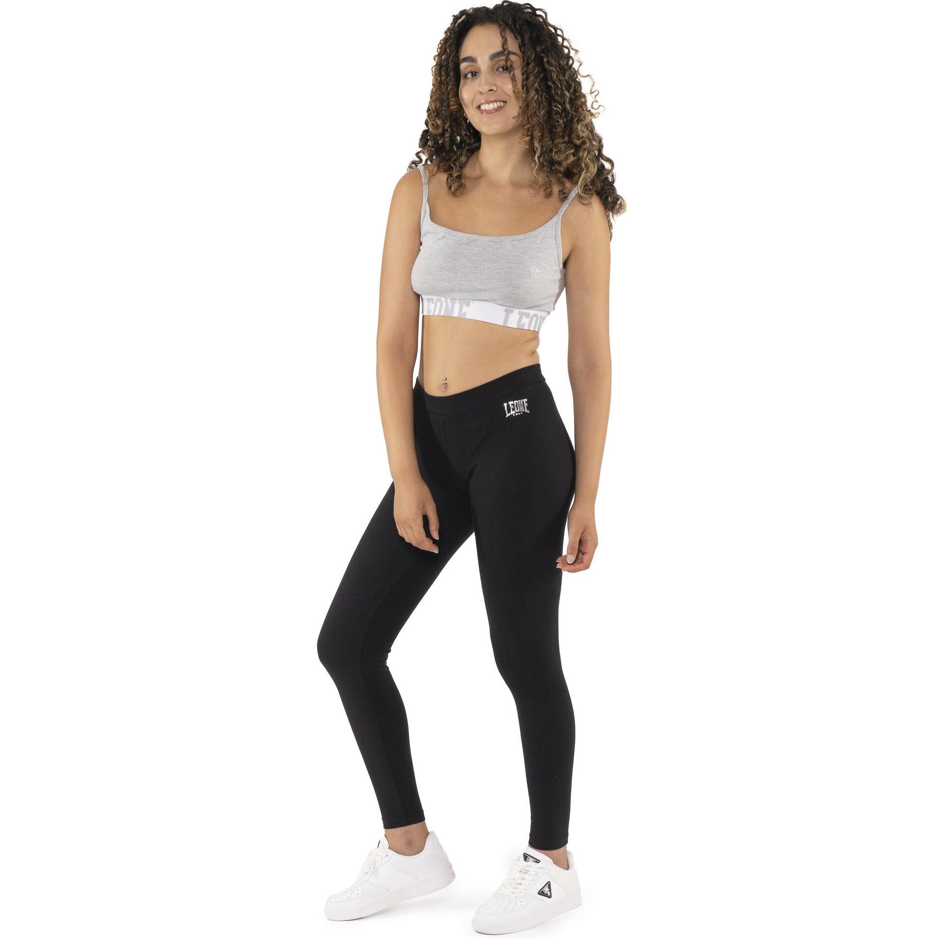 Leggings de mujer en algodón elástico, pequeño logotipo Leone 1947 Never Without