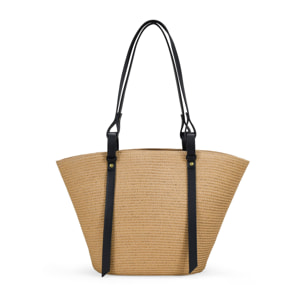 Capazo de hombro tostado con cremallera