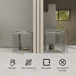 Trampa para Animales Vivos Plegable 66x24x30,5 cm Jaula de Captura de Alambre con Puerta y Asa para Conejos Ratas Roedores Plata