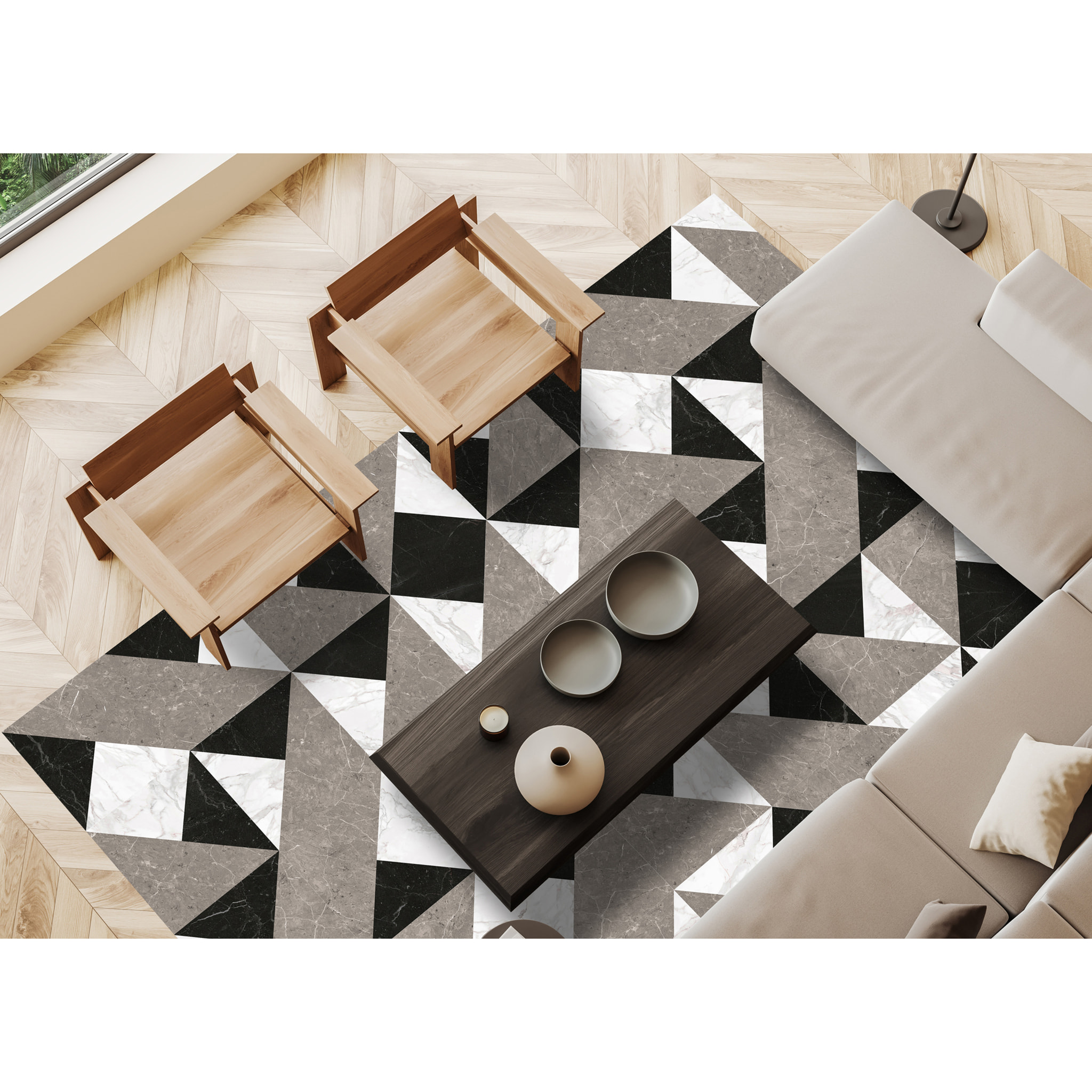 Alfombra de vinilo Imperium 50x140 cm - PVC antideslizante, vinilica para cocina o salón, lavable, estilo geométrico