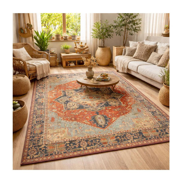 Tapis imprimé Vefu motif Médaillon Oriental