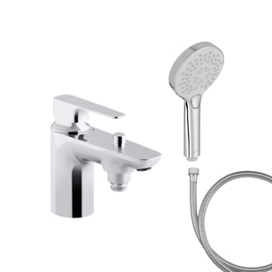 Mitigeur baignoire Aleo+ + pommeau de douche Metro + flexible de douche métal