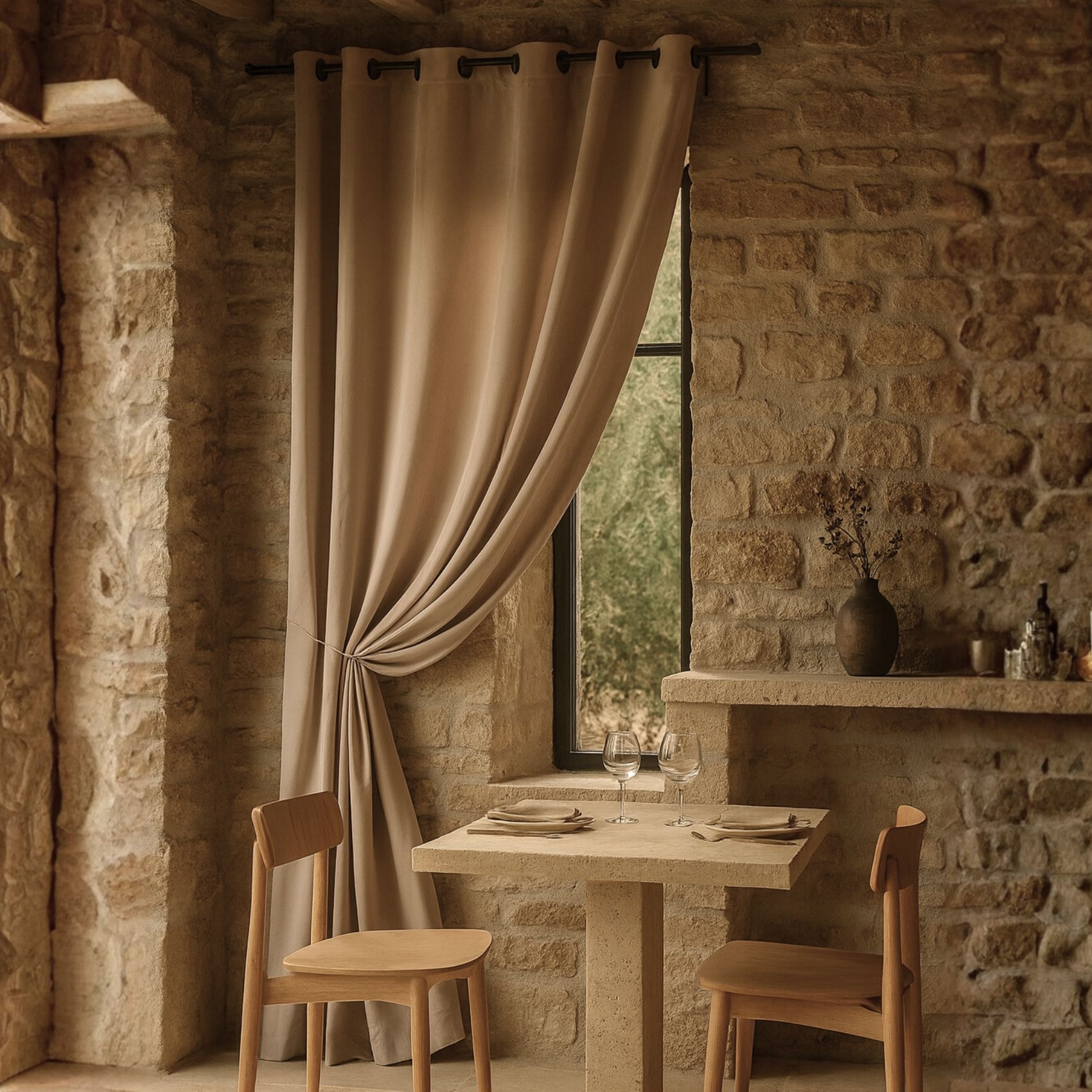 Rideau occultant ignifugé Non Feu M1 - Beige