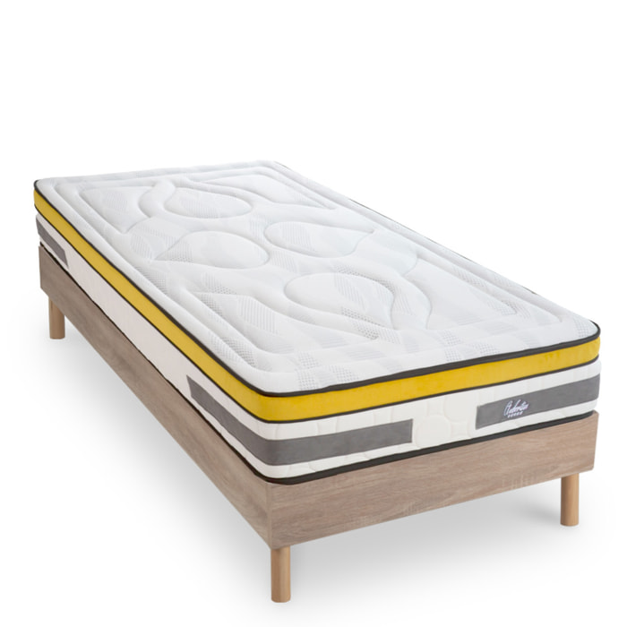 Ensemble Matelas Passion avec Sommier Couleur Bois | 1 Place