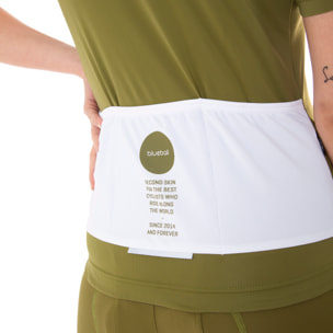 Camiseta ciclista mujer manga corta color kaki y blanco