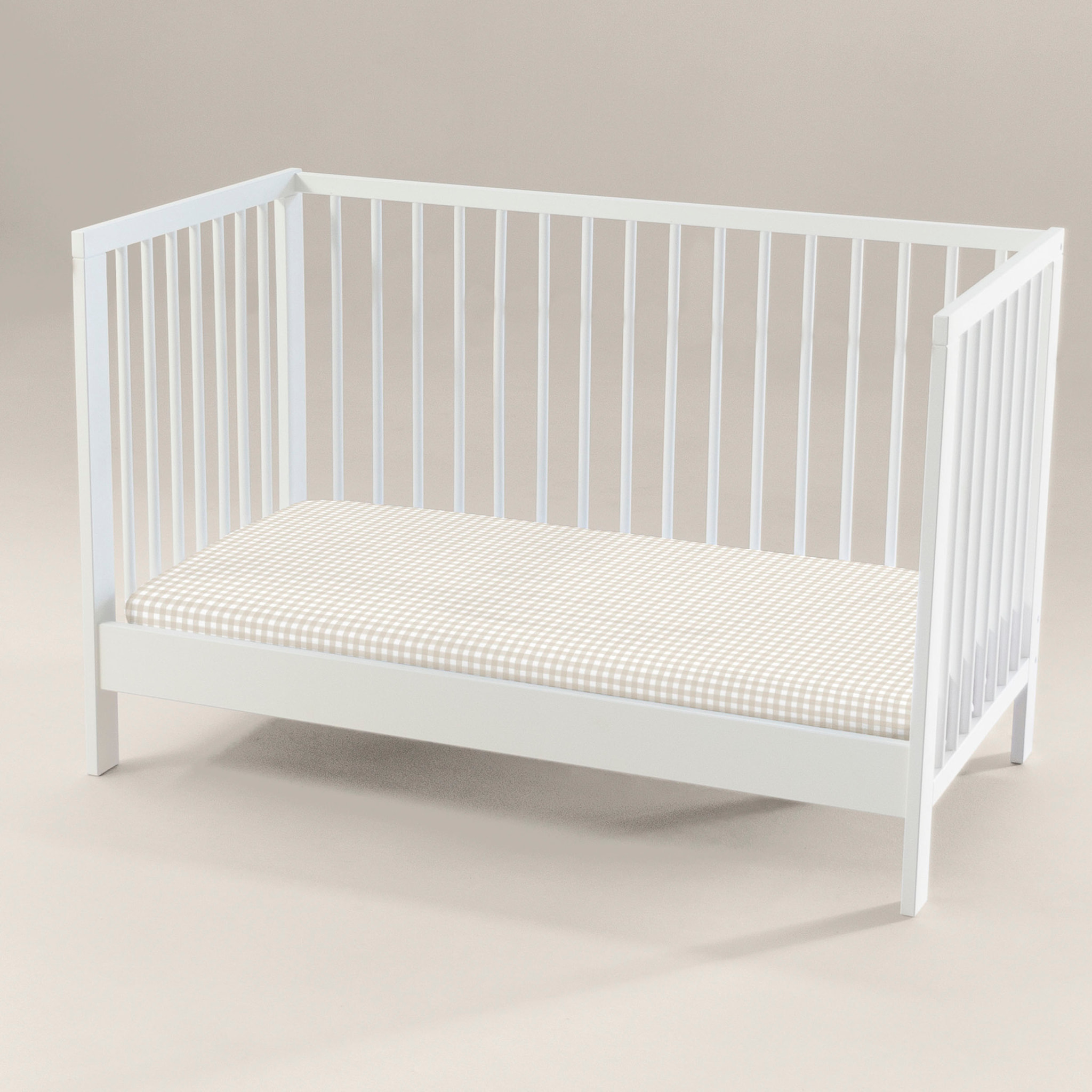 Cool Kids - Sábana bajera Estampada - Ajustable - 100% Algodón - Cuna/Maxicuna - Vichy Beige