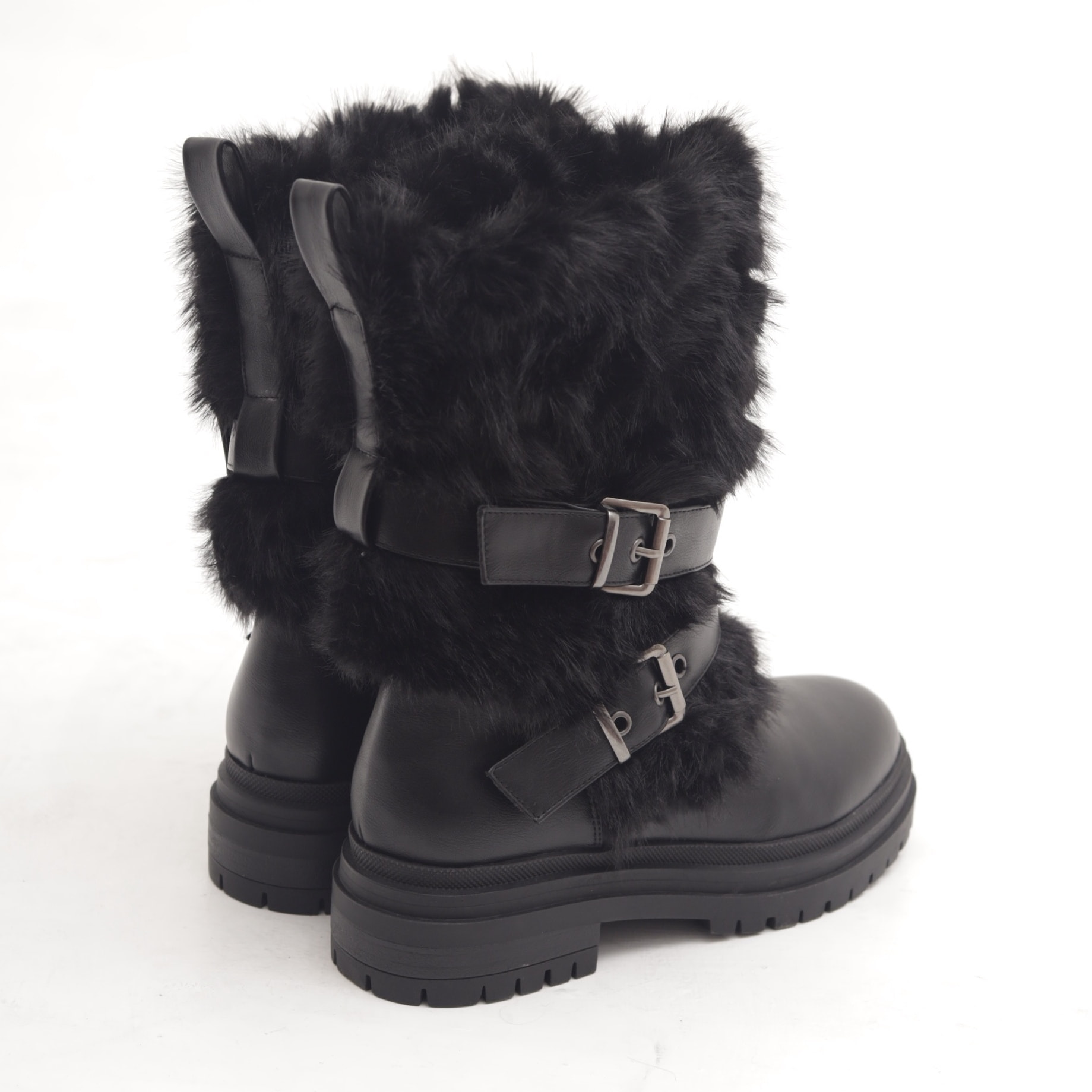 STIVALETTO FUR CINTURINI NERO