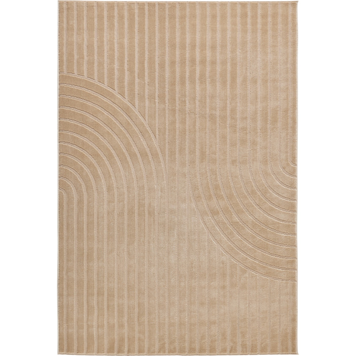 BLOOM - Tapis poils ras motif en relief - Beige