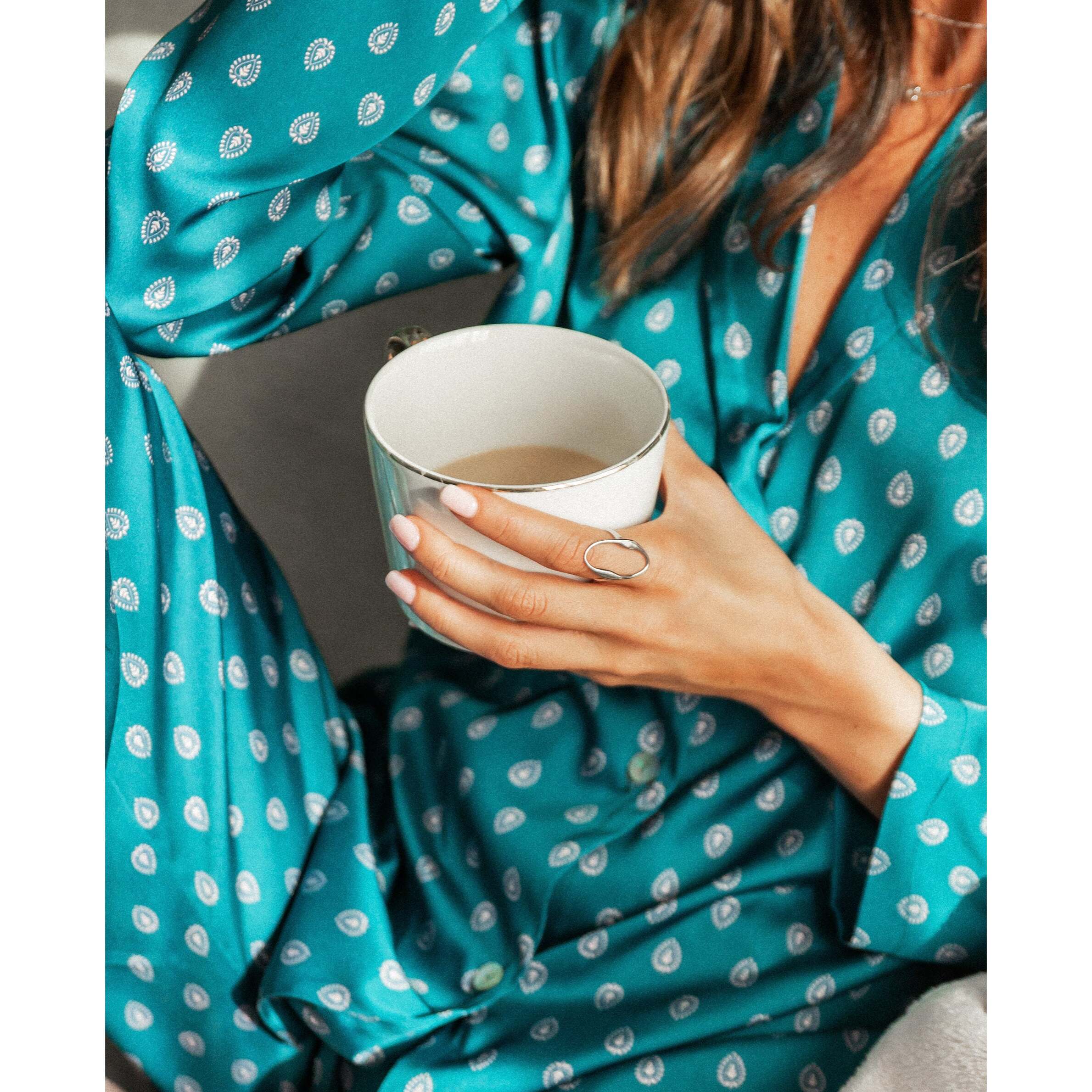 Pijama de Mujer Largo Camisero Verde | Pijamas Bonitos THE-ARE