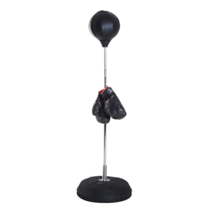 Punching ball sur pied réglable en hauteur 126-144 cm avec gants, pompe et base de lestage noir