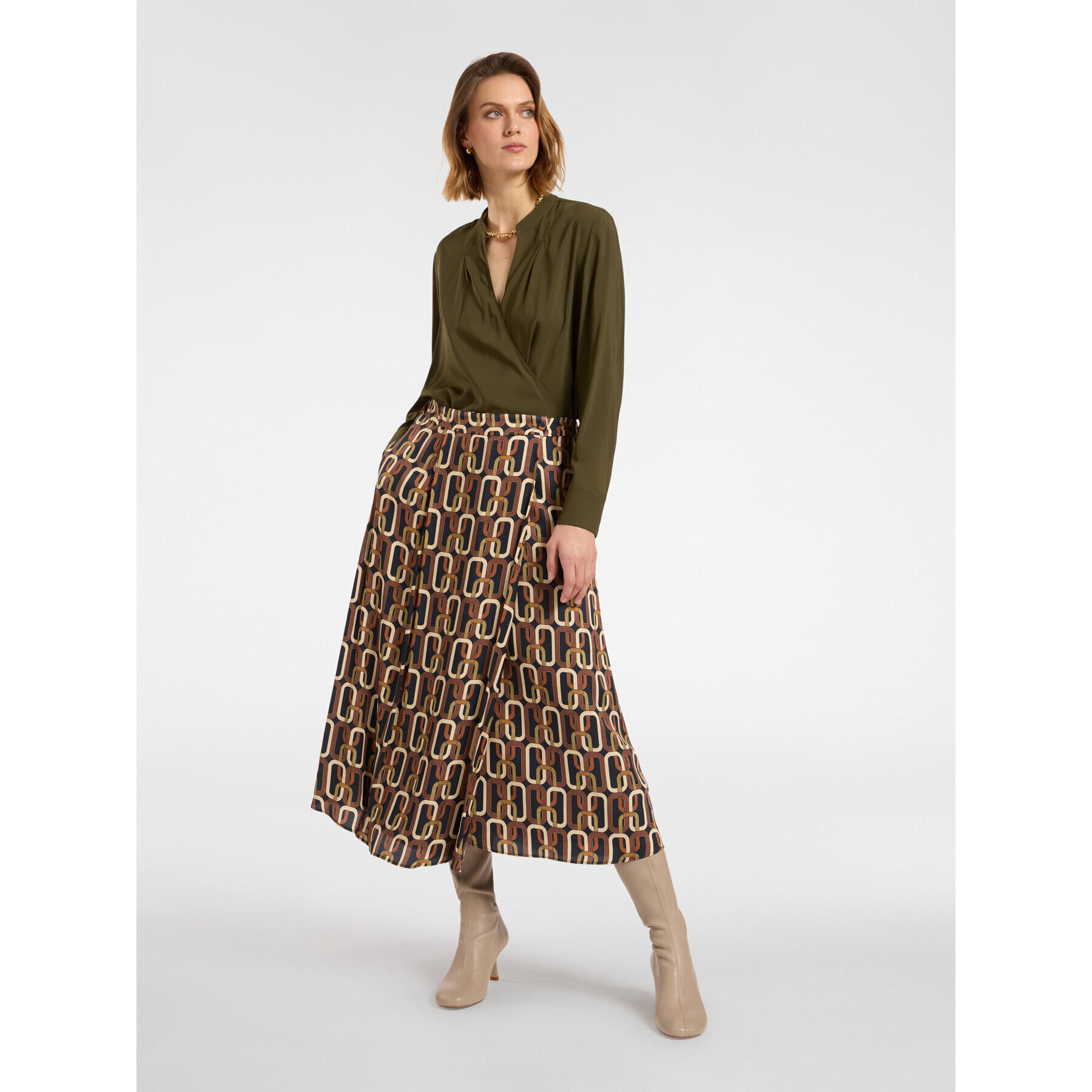 Elena Mirò - Blusa con volantes - Verde militare