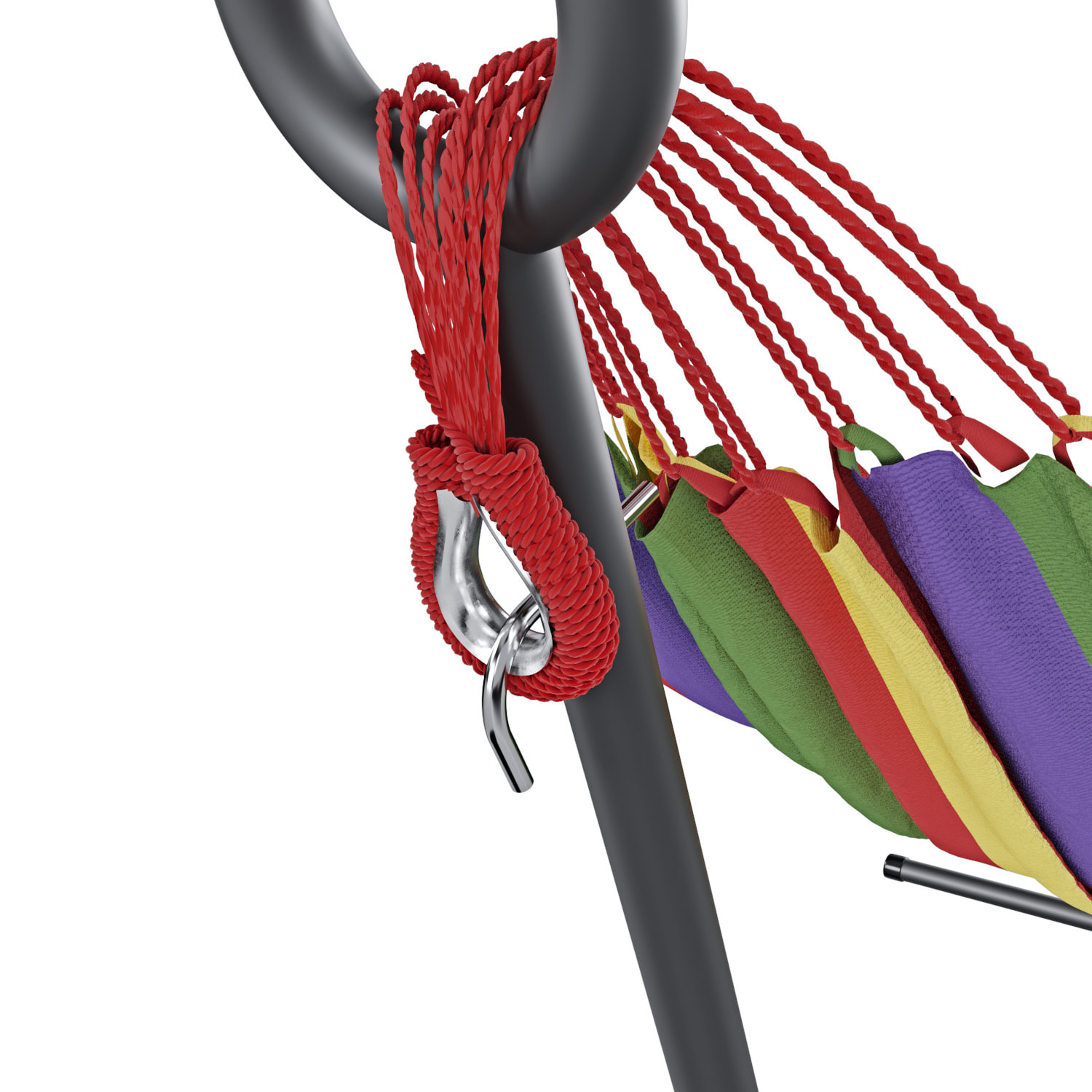 Amaca Da Giardino Con Supporto In Acciaio Portata 200 Kg Regolabile Telo Cotone Resistente Esterno Terrazzo Borsa 265x110x100 Cm Multicolore Rosso