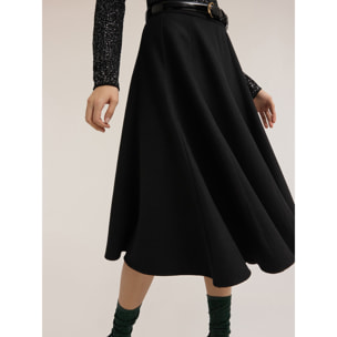 Motivi - Falda midi de paño - Negro