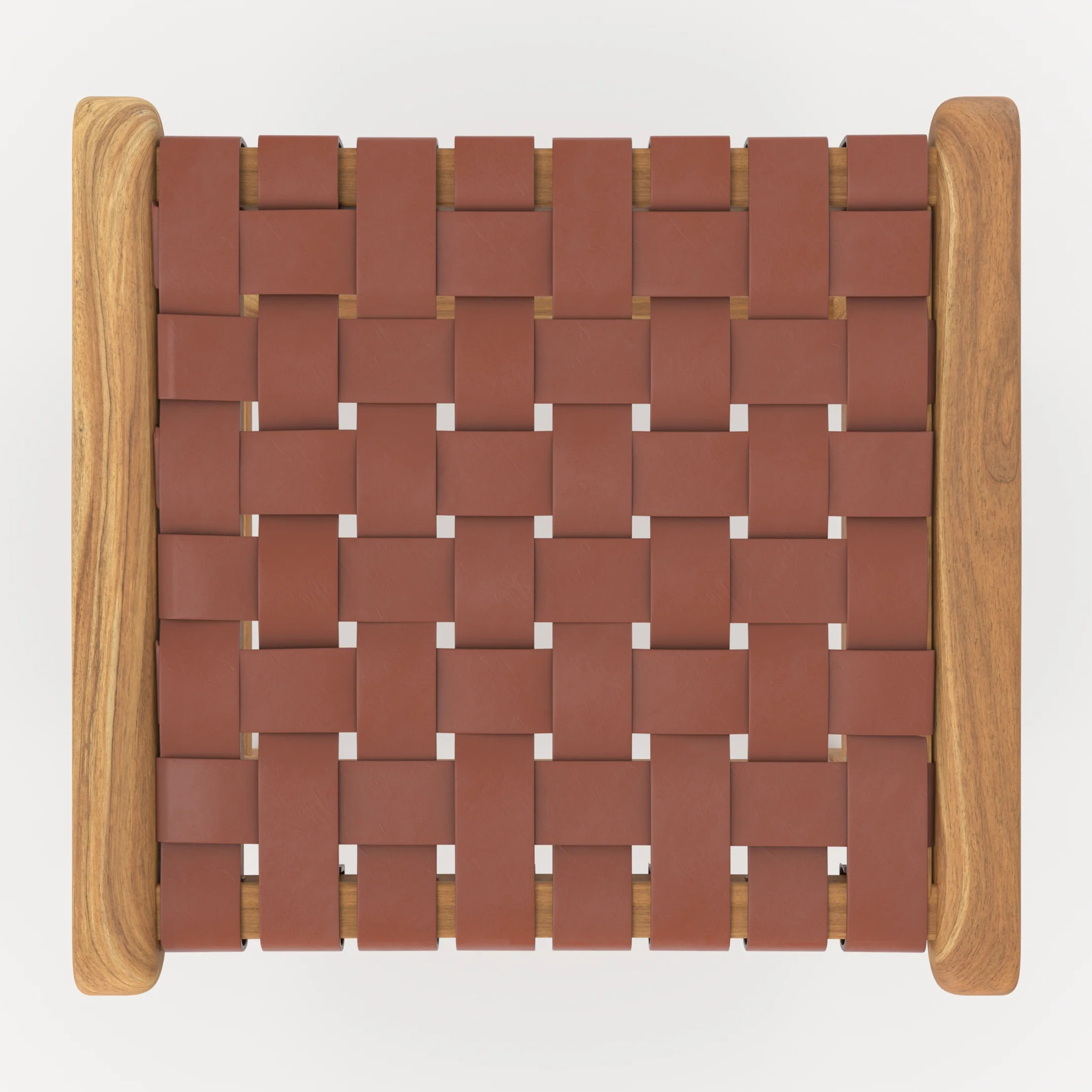 Tabouret pour îlot central 68 cm en teck et cuir tressé marron - Kuna