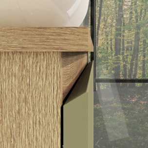 ENSEMBLE DE SALLE DE BAIN NIA | MEUBLE SUSPENDU | 100 CM VERT | DEUX TIROIRS |LAVABO SUR PLAN | MIROIR NON INCLUS | MEUBLE MONTÉ | ALDAY