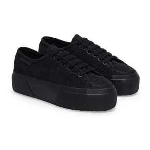 Superga - Zapatos de mujer Mujer Negro - 3790 Platform Jersey Lame Leggera