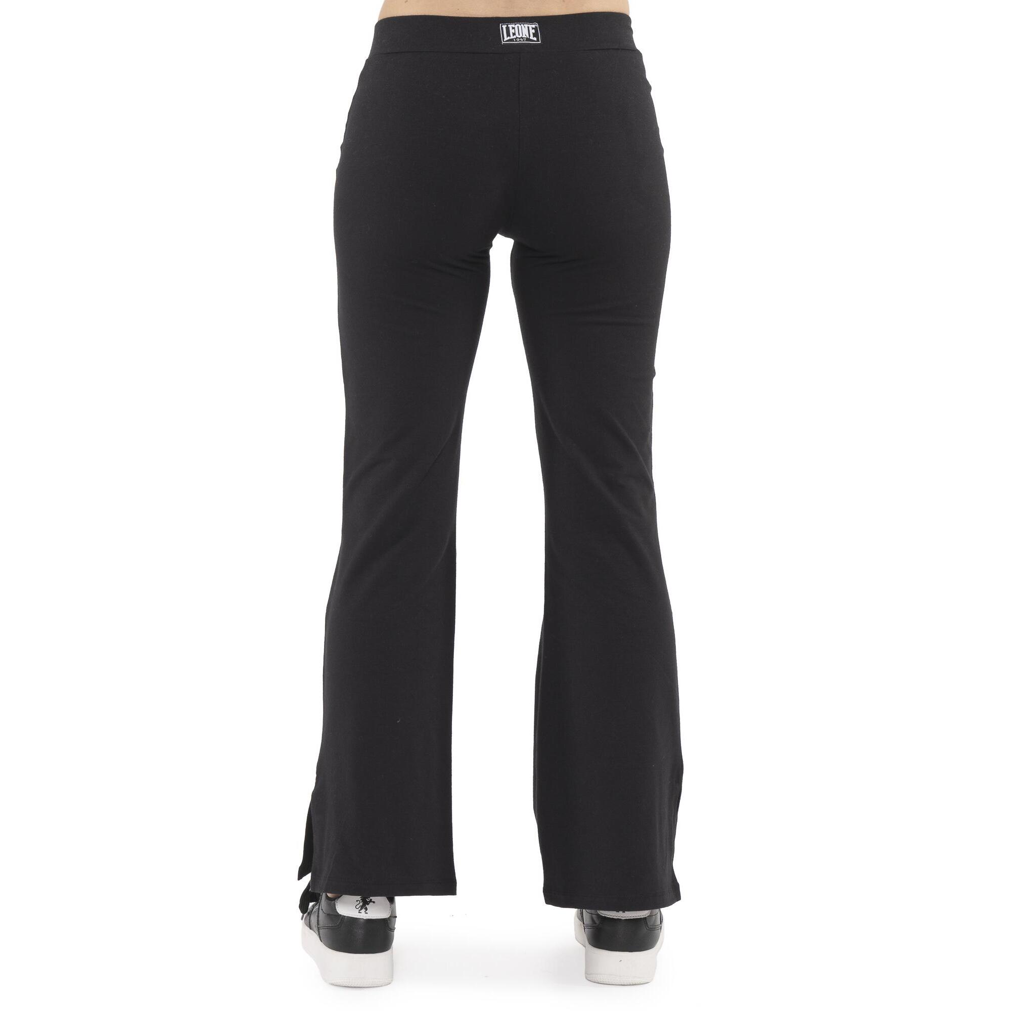 Leggings donna in cotone elasticizzato a zampa, spacchi Leone 1947 Never Without