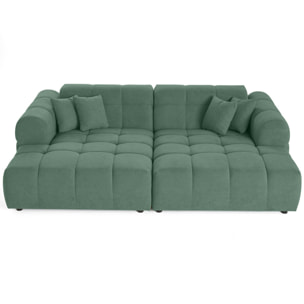 Ray - canapé droit 4 places avec double méridienne - assise profonde - en tissu texturé - Vert sauge
