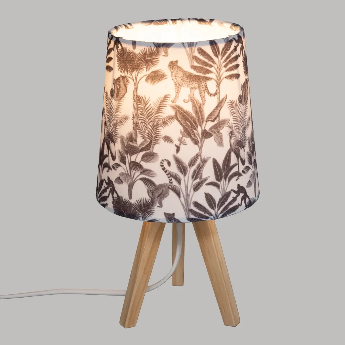 Lampe trépied enfant "Jungle" - noir & blanc H24 cm