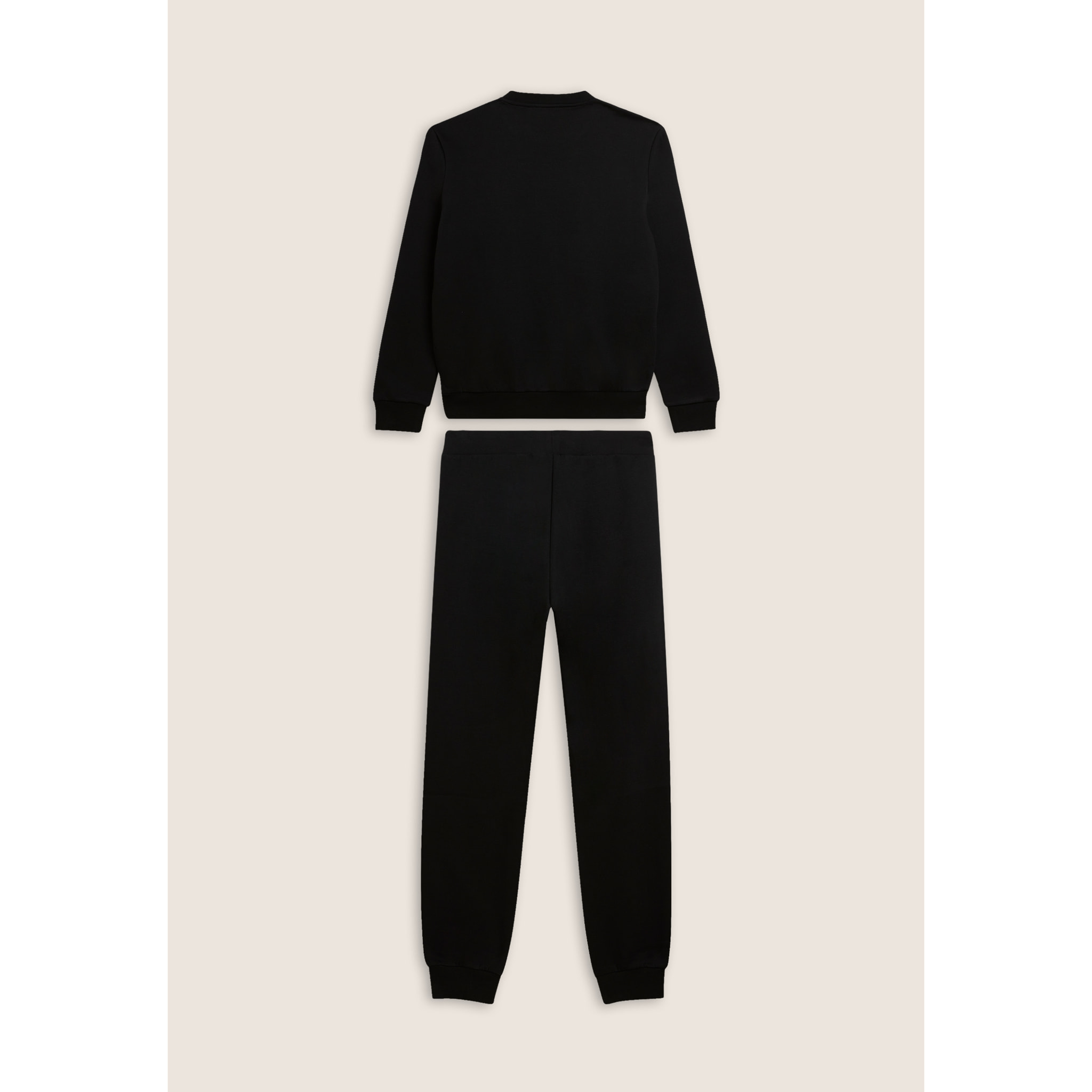 Tuta uomo felpa garzata con girocollo e fondo a costine