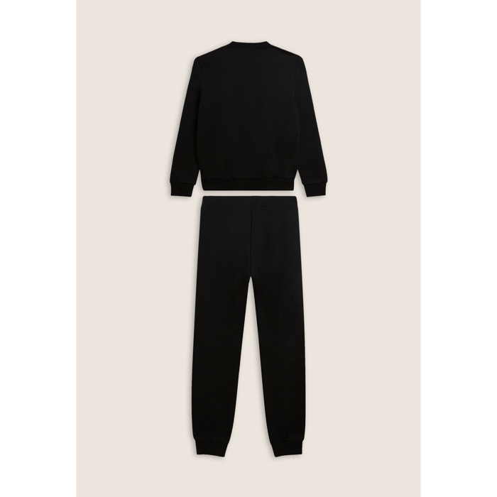 Tuta uomo felpa garzata con girocollo e fondo a costine