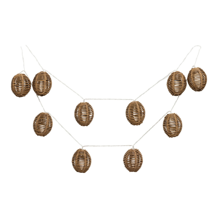 Filo luminoso LED Carlisle in polyrattan e metallo natural/nero — 180 cm