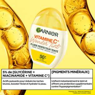 Garnier SkinActive Vitamine C Fluide Perfecteur Teinté Wonder Tint SPF50+, Teinte Claire
