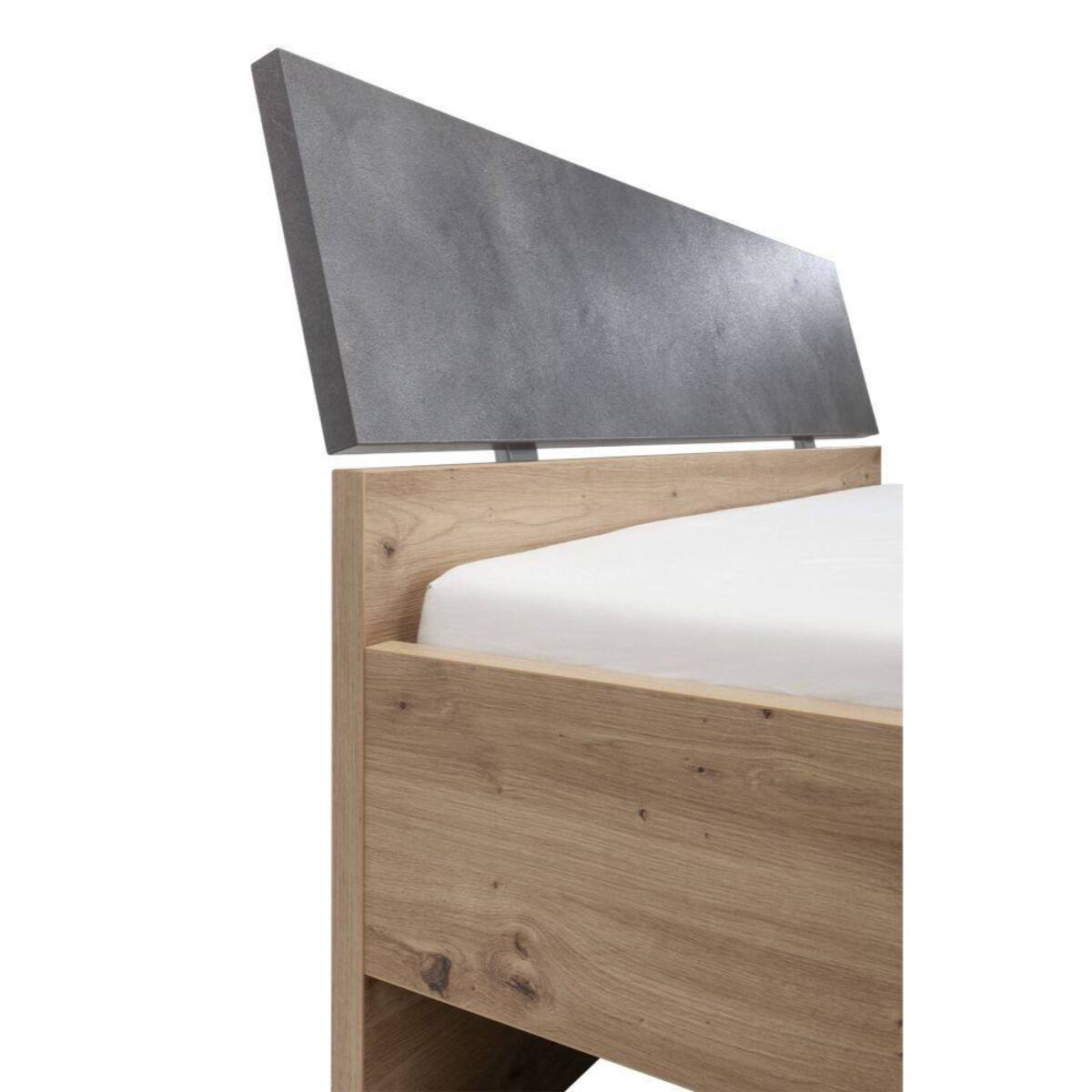 Letto singolo una piazza e mezza con testiera, 215 x 127 x 91, Rovere