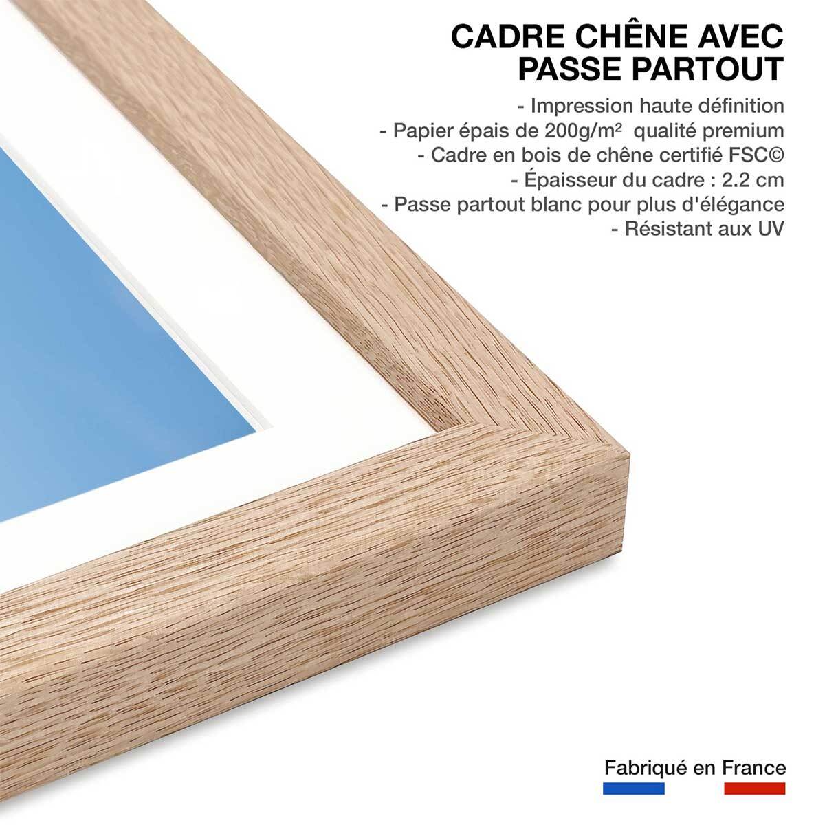 Affiche surf et derives Affiche + cadre en bois - Chêne