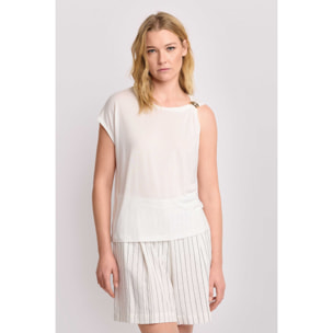 Kocca - T-shirt con dettaglio gioiello Donna, Tinta unita, Girocollo
