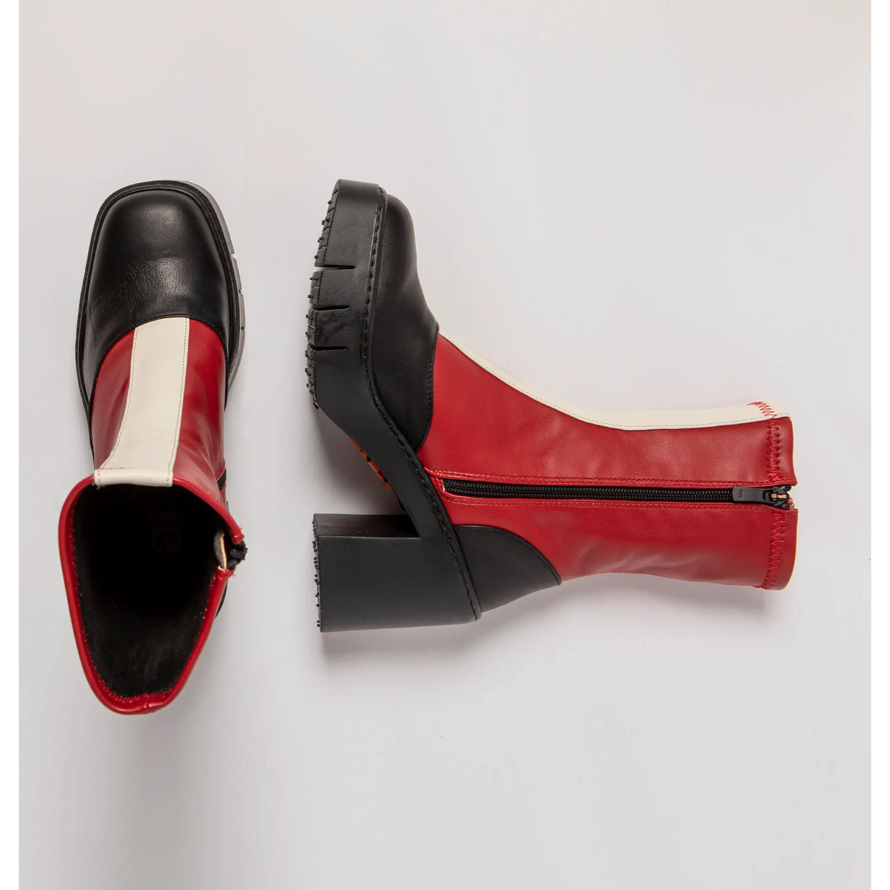 Botines con tacón 1973 NAPPA RED-BLACK/BERNA color Red-black