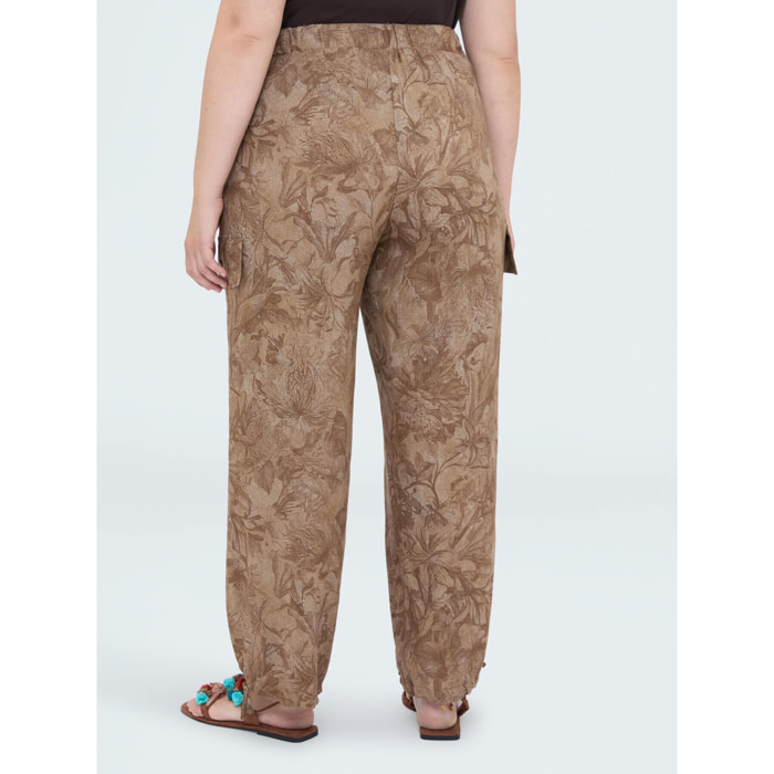 Fiorella Rubino - Pantaloni cargo con stampa - Beige