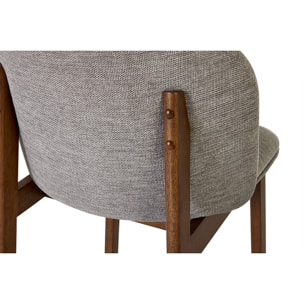 Tabourets de bar en tissu effet velours texturé gris et bois foncé H69 cm (lot de 2) TIEGA