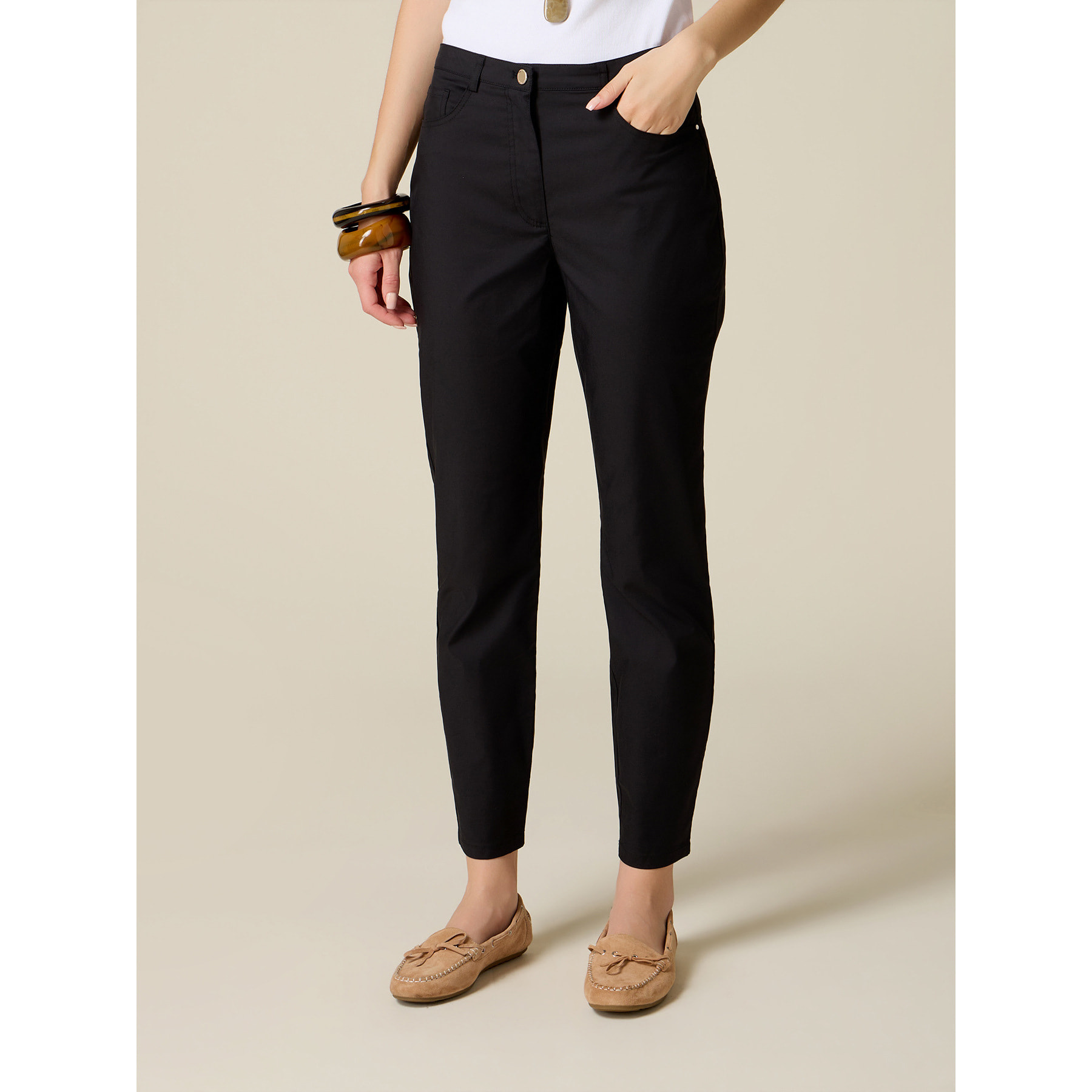 Oltre - Pantaloni skinny misto cotone - Nero