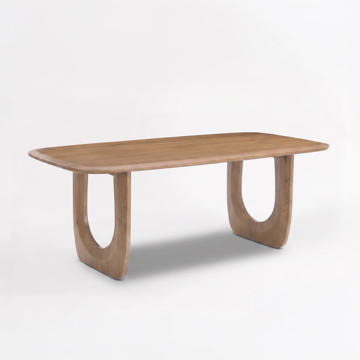 Table rectangulaire en bois de manguier massif marron clair 6 places - Maya