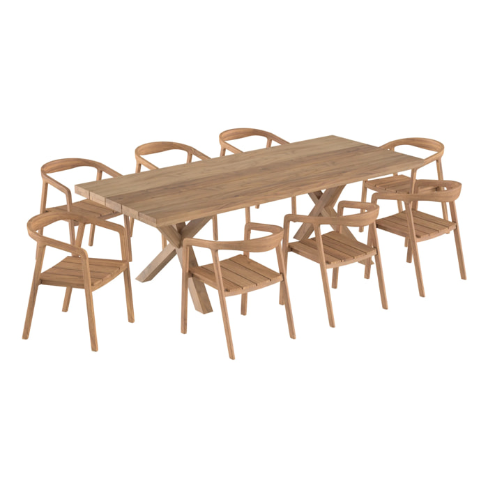 Table et chaises de jardin 8 personnes en teck massif - Soraya