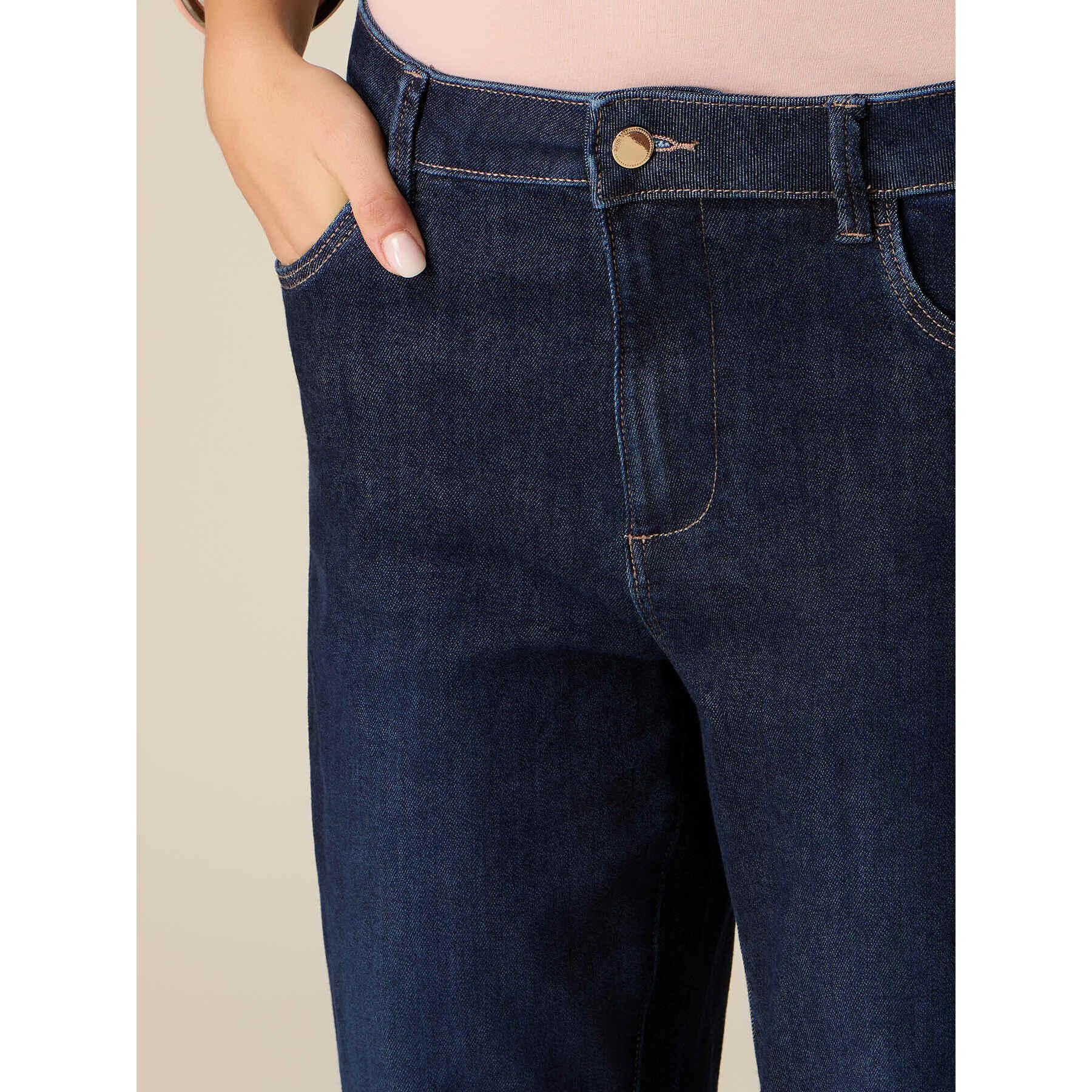 Oltre - Jeans boyslim con dobladillo - Azul