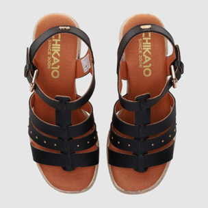 Sandalias de Piel - Negro - Tacón: 7 cm